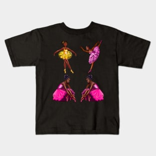 Black ballerina girls with corn rows ballet dancing ! beautiful  black girl with Afro hair and dark brown skin wearing a pink tutu.Hair love ! Kids T-Shirt